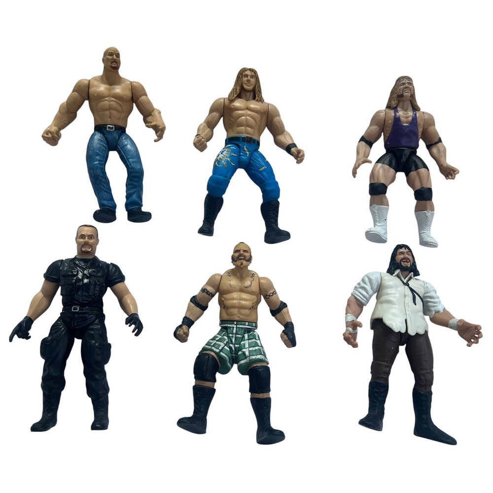 WWF Jakks Pacific 6 Action Figure Lot 90's Stone Cold Edge Mankind Big Boss Man